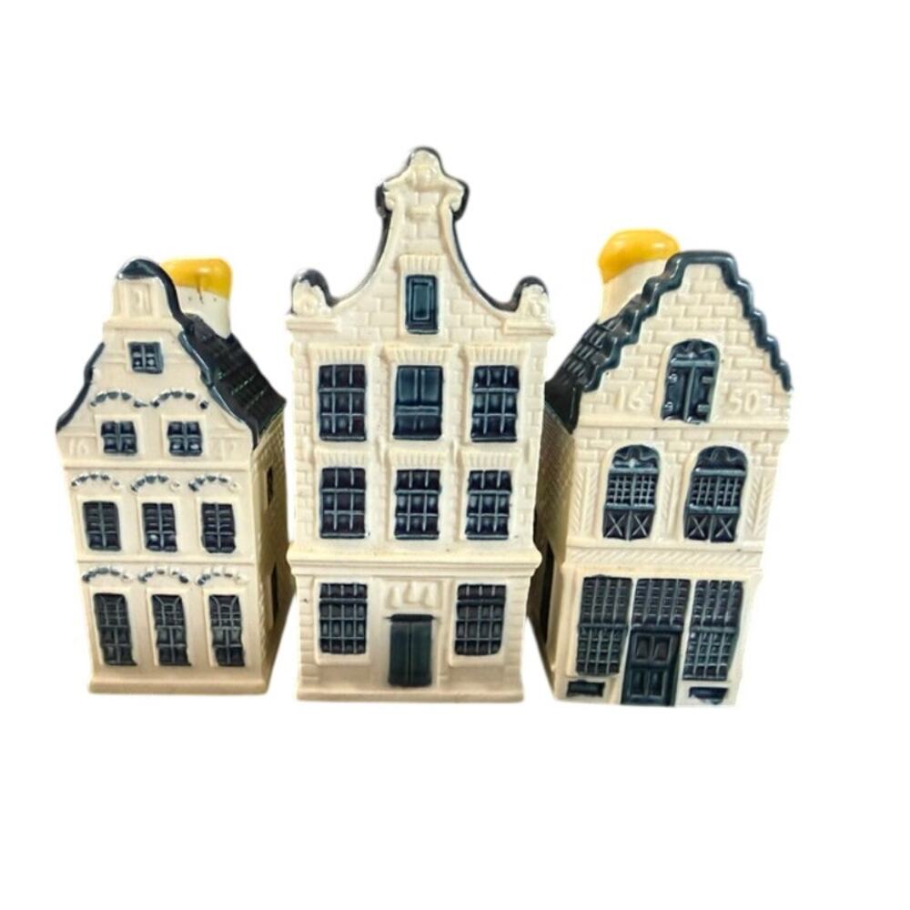 KLM Blue Delft Houses BOLS Amsterdam 2 Sealed #15, #17 1 Empty #80